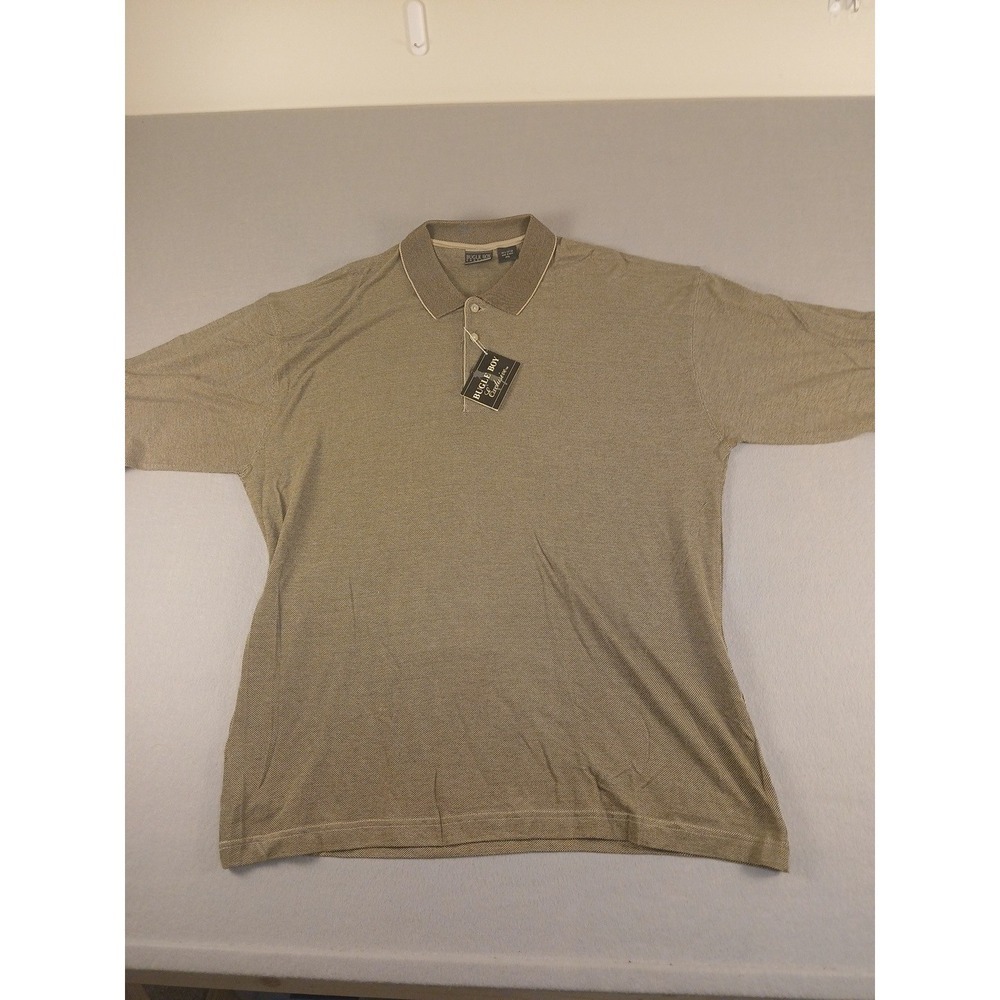 NWT Vintage Bugle Boy Exclusive  Polo Shirt Beige Textured Men's 2xl New !!